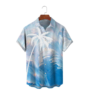 เสื้อเชิ้ตชายหาดฮาวายแบบสวมสบายคุณภาพสูง ดีไซน์ใหม่ สำหรับฤดูร้อน พร้อมปกแบบแมนดาริน สำหรับผู้ชาย - Product Image 3