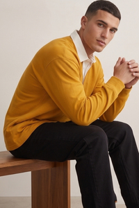 Polo Homme Oversize à Épaules Tombantes, Col Rabattu, Coupe Ample, Style Urbain - Product Image 3