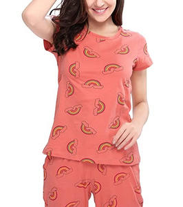 Women's 2-Piece Luxury Jersey Solid Front Logo High Quality Satin Cotton Short-Sleeved <b>Pajama</b> Set - Product Image 4