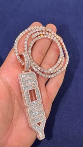 Hip Hop Cuban Link <b>Chain</b> VVS Clarity Moissanite Claw Setting 100% Pure <b>Silver</b> Rose Gold Plated Unisex Iced Necklace Gift Party - Product Image 1