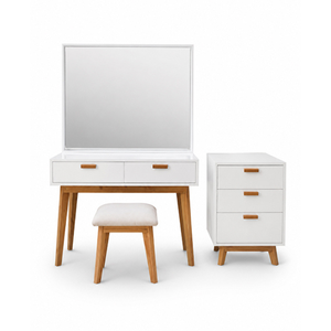 Bedroom <b>Dressing</b> <b>Table</b> Set with Solid Teak Wood Eco-Friendly <b>Modern</b> Minimalist Design Smooth Finish - Product Image 2