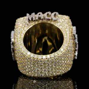 Anillo de Moissanita de Lujo para Campeonato, con Nombre Personalizado y Letra de Campeón, Engaste Manual, Estilo Hip Hop, Bañado en Rodio - Product Image 5