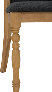 Chaise de salle à manger contemporaine à dossier haut avec tissu capitonné et structure en bois naturel pour cuisine de style farmhouse - Product Image 6