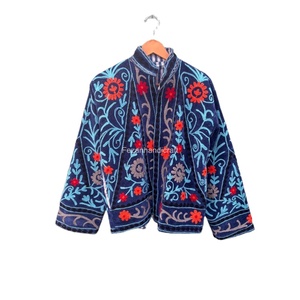 Chaqueta con bordado uzbeko, chaqueta corta 100% algodón, chaqueta estilo bohemio, abrigo de invierno, chaqueta unisex, ropa de fiesta, chaqueta para mujer - Product Image 1