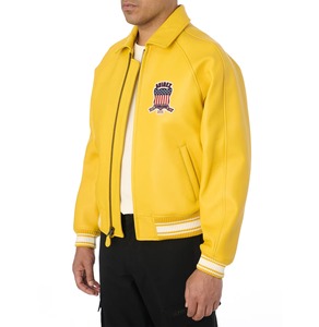 High-quality Yellow Avirex Leather <b>Jacket</b> for Men 100% Genuine Leather Avirex <b>Jackets</b> for Men Waterproof Front Custom Outerwear - Product Image 5