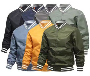 Blouson Bomber Homme Couleur Unie Motif Polyester Col Montant Fermeture Éclair Décontracté Respirant Vêtement d'Automne Coupe Classique - Product Image 1