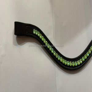 Banda de cuero para cejas de caballo, banda de alta calidad con forma redonda profunda, canal vacío, tamaños personalizados, verde incrustados, mega cristales ostentosos - Product Image 6
