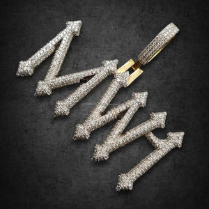 Luxury Arrow Style Name <b>Chain</b> <b>Iced</b> <b>Out</b> Lab Grown Diamond Pendant Hip Hop Statement Jewelry - Product Image 2