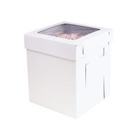 Carpeta de cartón corrugado alta personalizada, blanca, con ventana, desechable, apta para alimentos, laminada mate, con impresión a cuatro colores