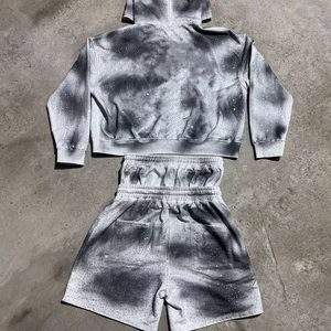 Ensemble de survêtement unisexe surdimensionné de haute qualité pour créateur, ensemble court personnalisé délavé à l'acide pour homme - Product Image 5