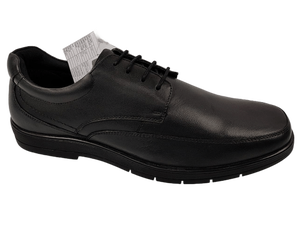 Chaussures Oxford en cuir véritable noir pour homme, bout rond, lacets, semelle en caoutchouc rembourrée, toutes saisons - Product Image 1