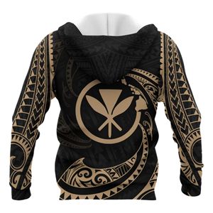 Men's Black <b>Gold</b> Tribal Print Hoodie Regular Fit Casual Sweatshirt Sublimation Printed Breathable Windproof Knitted 100% Autumn - Product Image 4