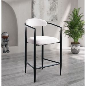 Set di 2 Sgabelli da Bar Moderni in Bouclé, Sedie Alte Vintage con Struttura/Schienale/Braccioli in Metallo, Sgabelli Imbottiti Moderni per Bancone - Product Image 1