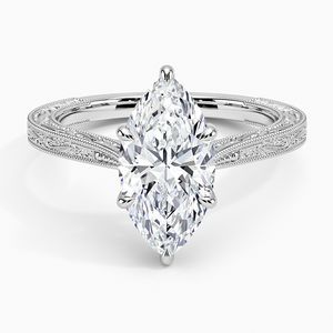 Bague BOJ 069 en argent 925 gravée Elsie, coupe marquise, avec diamant de fiançailles 2 carats couleur D VVS1 Moissanite certifiée GRA – En promotion - Product Image 1