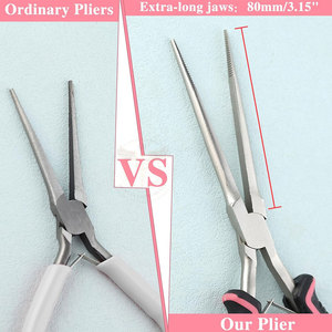 Pince à bec effilé extra longue de 7 pouces pour la fabrication de bijoux, mâchoires dentelées - Product Image 4