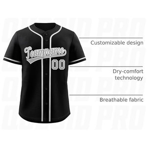 Maillots de baseball personnalisés de haute qualité avec logo, respirants, anti-humidité, à deux boutons, imprimés par sublimation et brodés - Product Image 2