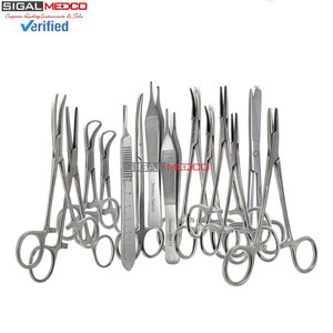 Kit d'instruments chirurgicaux manuels multifonctionnels de 44 pièces en acier inoxydable allemand, comprenant des ciseaux, des hémostatiques, des pinces, des manches de scalpel et des aiguilles - Product Image 5