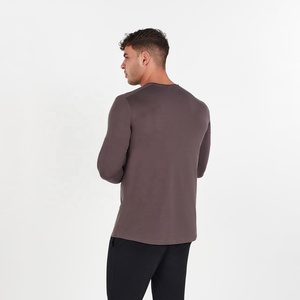 Camiseta de Manga Larga con Cuello Redondo para Hombre, Personalizada al por Mayor, de Color Sólido, Tejida en Algodón, Ajustada, Informal, Transpirable, de Longitud Regular - Product Image 2