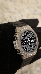 Montre de luxe sertie de moissanite VVS, bracelet en caoutchouc bleu, boîtier en laiton, mouvement à quartz analogique, style hip-hop pour femme - Product Image 4