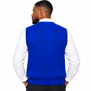 Chaleco de Punto Azul Rey para Hombre Phi Beta Sigma, Cuello en V, Botones al Frente, Escudo Bordado, Sin Mangas, con Bolsillos, Formal - Product Image 2