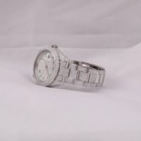 Montre Hip Hop Unisexe de Luxe en Acier Inoxydable Entièrement Sertie de Diamants Moissanite, Cadran en Cristal Saphir, Résistance à l'Eau 10 Bar, Date Automatique