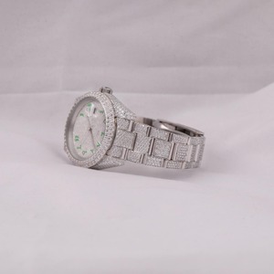 Reloj de Lujo de Acero Inoxidable con Incrustaciones de Diamantes Redondos de Moissanita, Estilo Hip Hop, para Hombre y Mujer, India - Product Image 2