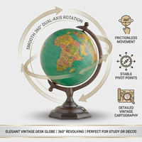 Globe de bureau exécutif haut de gamme avec carte du monde détaillée |   Globe éducatif en aluminium et plastique pour table d'étude et décoration intérieure