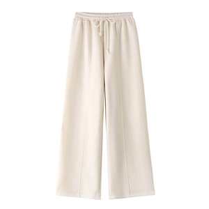 Ensemble 2 pièces pour femme : Blouson bomber rétro uni zippé et pantalon ample en velours à taille haute avec lacets - Product Image 1