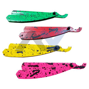 Couteau de barbier pliable à lame droite turque, finition poudrée, en acier inoxydable, support de rasoir personnalisable en couleur - Product Image 3