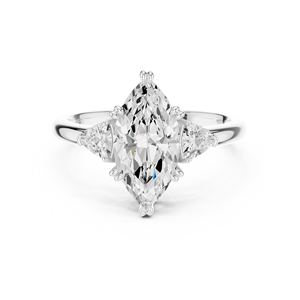 Anillo de Compromiso de Oro Amarillo de 14K con Diamante Cultivado en Laboratorio Certificado por IGI de 2CT, Corte Marquesa y Corte Trillón Lateral, para Aniversario o Boda - Product Image 6