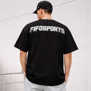 เสื้อยืดผู้ชายพิมพ์ลายกราฟิกโลโก้ตามสั่ง สีดำ ผ้าฝ้าย พิมพ์ลายด้านหลัง สไตล์สตรีทแวร์ แขนสั้น - Product Image 4