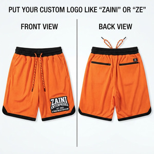 Premium Cotton Mesh Sporty Solid <b>Shorts</b> 120g Breathable <b>Orange</b> Black Athletic Custom Heat Transfer Logo Sportswear Activewear - Product Image 1