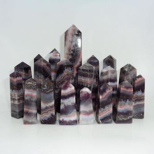 Chakralume Obélisque en Cristal d'Améthyste Naturelle et Agate Dentelle Rayée, Poli à la Main, Fait Main, Pierre de Guérison de Luxe pour la Méditation - Product Image 6