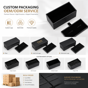 Caja de Regalo Rígida Negra de Lujo con Tapa, Caja de Empaque Texturizada Premium para Joyería, Cosméticos, Relojes y Productos de Alta Gama - Product Image 3
