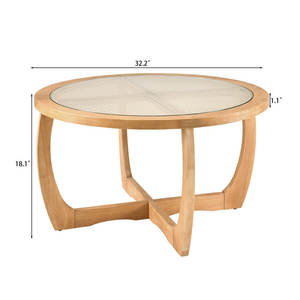 Mesa de centro de ratán redonda Boho Coastal para muebles de sala de estar o centros de mesa - Product Image 3