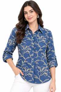 Bulk Supply Royal Blue Cotton Fabric with Cream Rose and Vine Dori Embroidery 3D <b>Cord</b> Work for Designer Apparel and Home Decor - Product Image 6