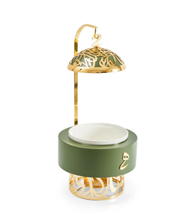 Arabic Luxury Chafing Dish Set Gold Calligraphy Food Warmer Green Buffet Serving Stand for Festive Wedding Catering Tableware - Product Image 5