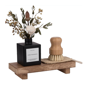 <b>Rustic</b> Acacia Wooden Pedestal Stand, Vintage <b>Bathroom</b> <b>Vanity</b> Riser Countertop Organizer Trays for Soap Perfume Candle Luxury - Product Image 3