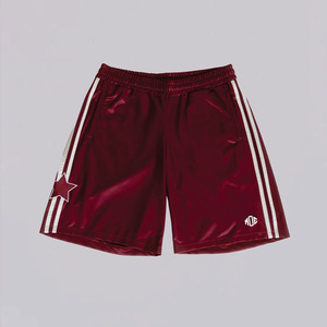 Shorts de football américain pour hommes en satin, taille élastique, panneau rayé, applique étoile, personnalisables, commande en gros OEM - Product Image 6