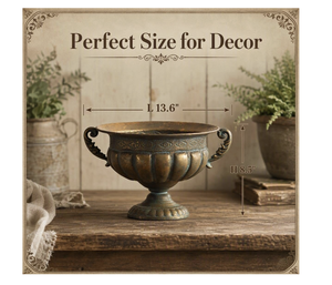 Traditional Bronze Urn Planter With Handles Tabletop Vase Decorative Metal Flower Pot for Wedding,Table decor,Living & Entryway - Product Image 6