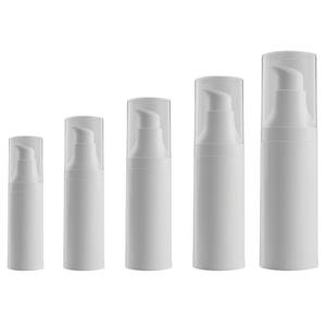Botella cilíndrica brillante de PP de 20ML, 25ML, 30ML, 40ML, 50ML, color blanco PANTONE, con bomba de vacío y pulverizador para loción. - Product Image 1