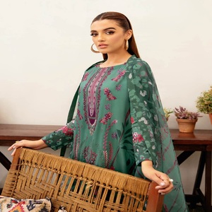 Pakistani Designers Embroidered 3-Piece Shalwar Kameez Suits Daily Casual Kurti Women Pure Cotton Floor-Length Loose Fit - Product Image 6