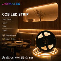 Bande LED COB 24V en gros, CRI90, 2700K, 480 LED/m pour éclairage sous-meuble et décoration de vitrine de magasin, mobilier