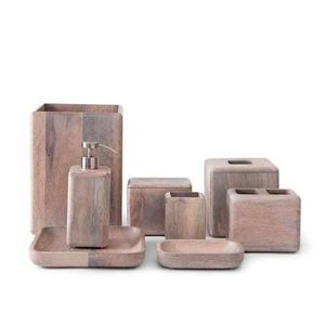 Traditional Wooden Bathroom Set With Soap <b>Holder</b> Tumbler <b>Toothbrush</b> Stand Decorative Tray And Natural Wood Craft - Product Image 1