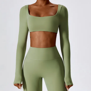 Camiseta Deportiva de Secado Rápido para Mujer, Estilo Crop Top, para Yoga y Running, Varios Colores Sólidos, Manga Larga, Venta al Por Mayor OEM - Product Image 1