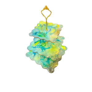Emerald Green Geode Resin 3 Tier Cake <b>Stand</b> Handcrafted Marble Effect Dessert Display with Gold Trim For Weddings & <b>Tea</b> Parties - Product Image 5