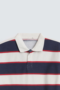 Camiseta Polo de Algodón para Hombre 6592 MAA B898-01-02, Manga Corta, Resistente, Gruesa, con Bordado de Flores, Rayas y Color Sólido - Product Image 2