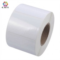 Gulungan Label Poliester Putih Mengkilap Label Stiker PP Label Pita Transfer Termal Poliester Label Barcode BOPP