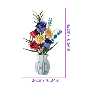 Bloques de Construcción Creativos 2026, Juego de Bloques de Construcción de Jarrón de Flores de Rosa Otoñal, Juguete Coleccionable para Niños y Niñas, 787 Piezas - Product Image 1