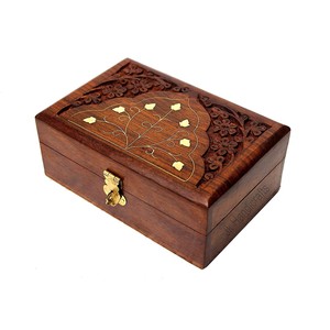 Caja de joyería artesanal de palisandro con incrustaciones de hueso - Venta al por mayor desde India - Product Image 1